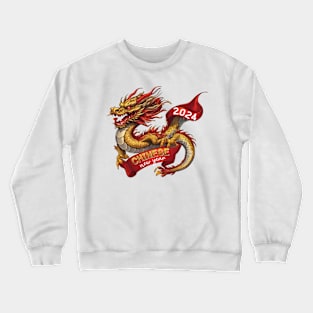 Chinese New Year Dragon: Red Gold Grey White, Realistic Vector Design Crewneck Sweatshirt